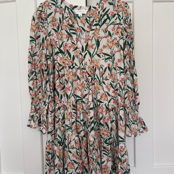 Pomander Place Floral Long Sleeve Dress - Green and Orange - Picture 3 of 6